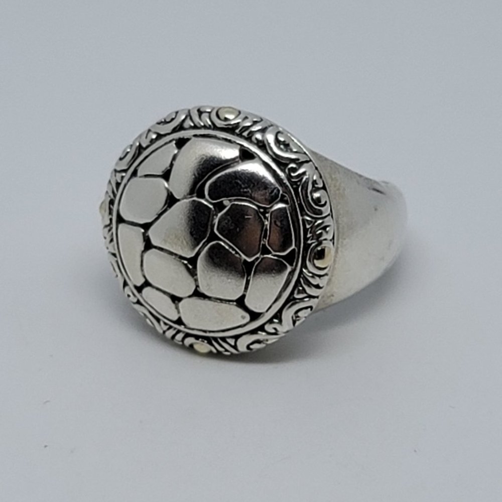 Sterling & 18K Pebbled Ring